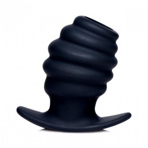 Малая черная анальная пробка Hive Ass Tunnel Silicone Ribbed Hollow Anal Plug Small - 6,86 см.