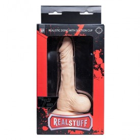 Телесный фаллоимитатор на присоске REALSTUFF REALISTIC DONG 7INCH - 17,8 см.