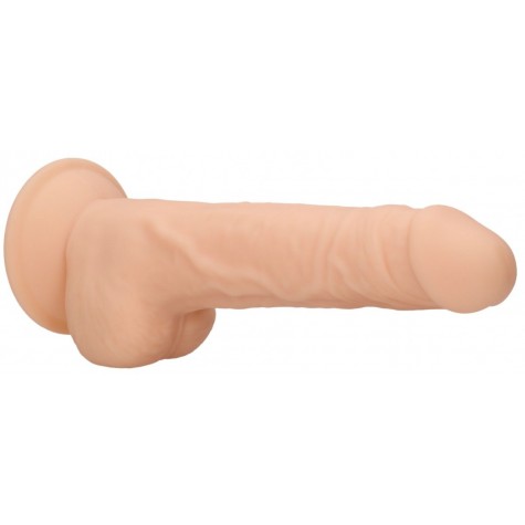 Телесный фаллоимитатор Silicone Dildo With Balls - 24 см.