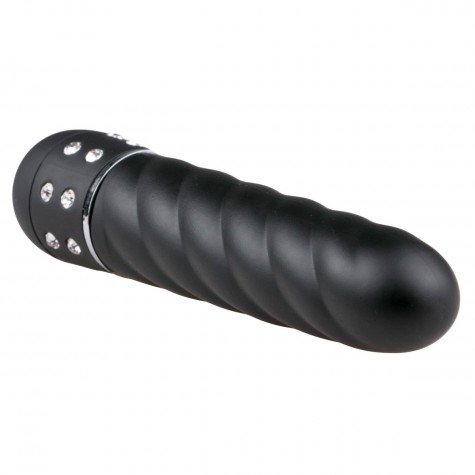 Черный мини-вибратор Diamond Twisted Vibrator - 11,4 см.