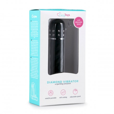 Черный мини-вибратор Diamond Twisted Vibrator - 11,4 см.